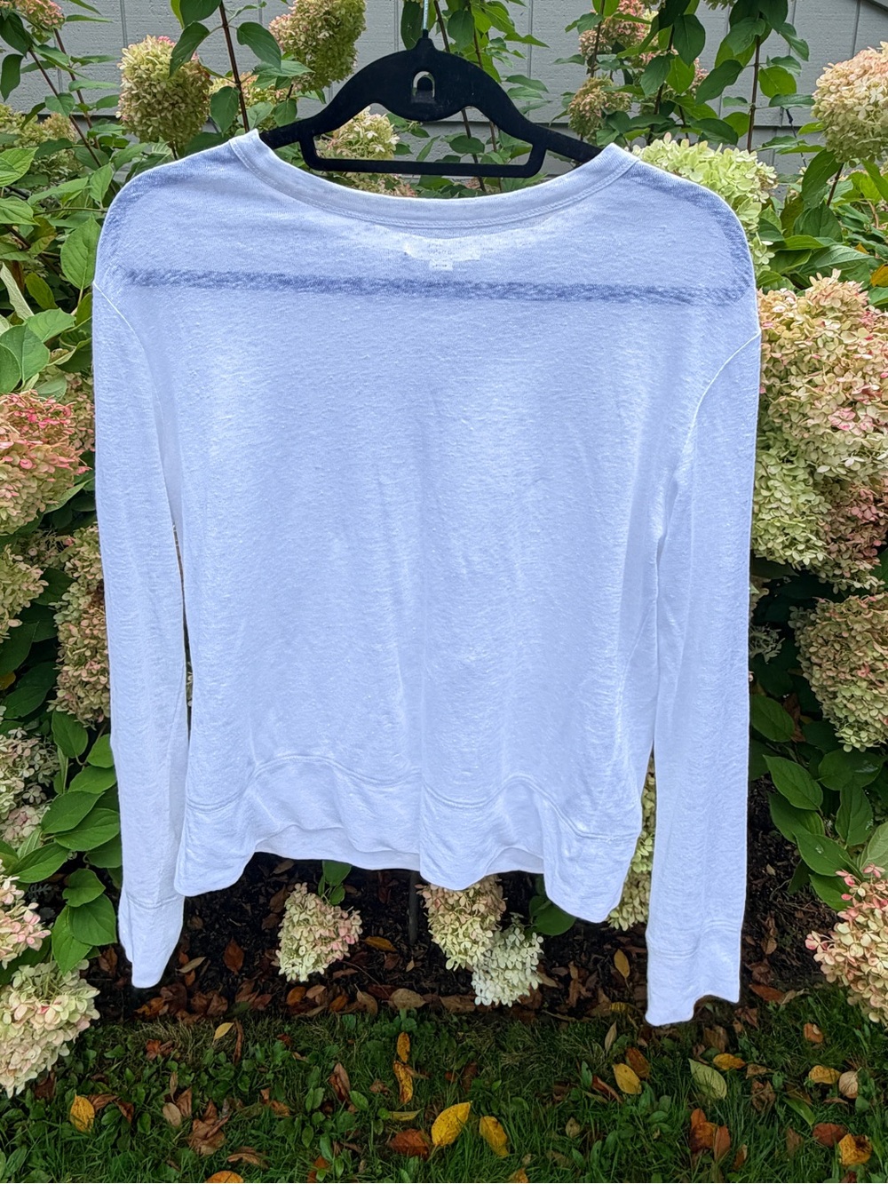 Vince White Long-Sleeve Crewneck Top